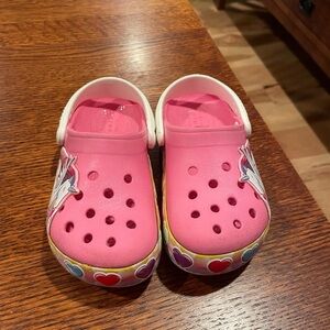 Kids Pink Unicorn Crocs size 9
